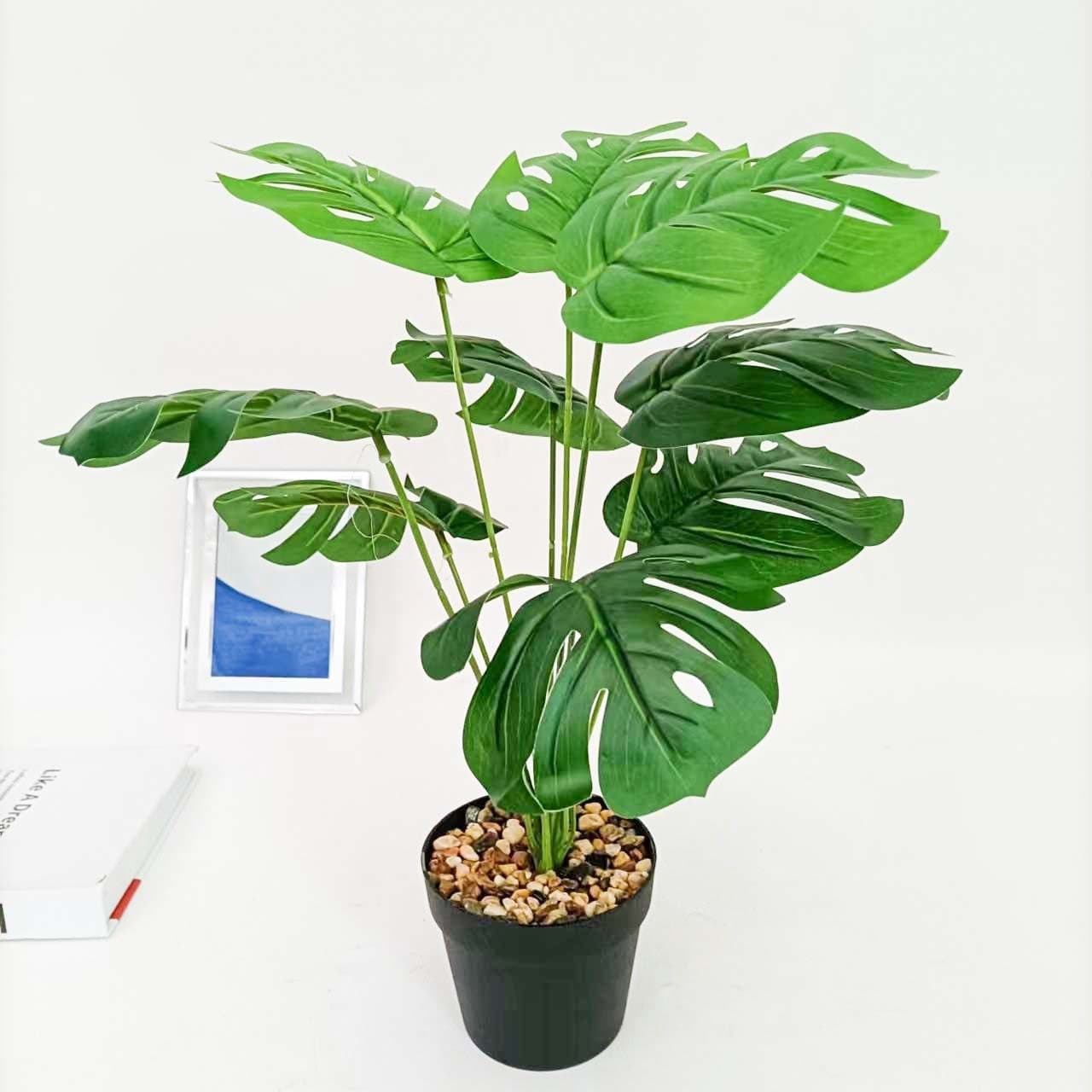 Artificial turtle leaf green plants wholesale plant wall accessories leaves home decoration simulation small monstera high simulation