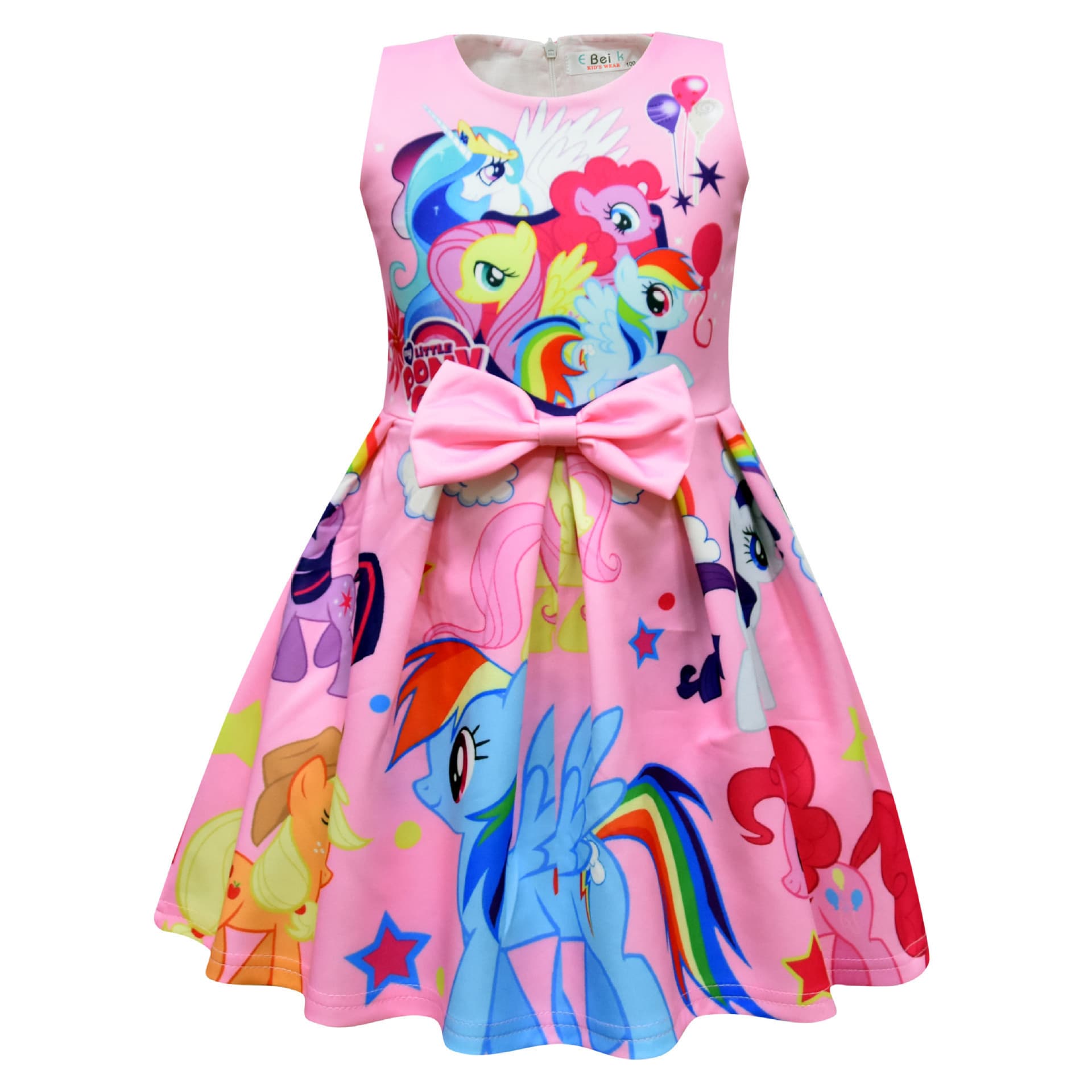 In Stock Cartoon Digital Print Girls Dress Birthday Party Children's Gown Princess Dress 1029