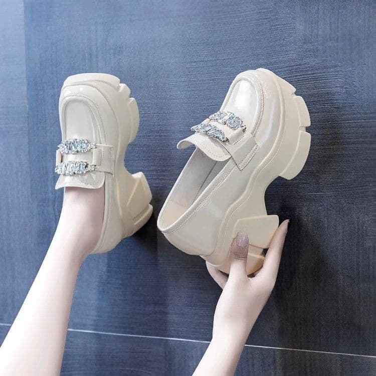 Platform British-style small leather shoes for women with inner height increase, 2023 spring/autumn new super thick-soled Mary Jane platform loafers