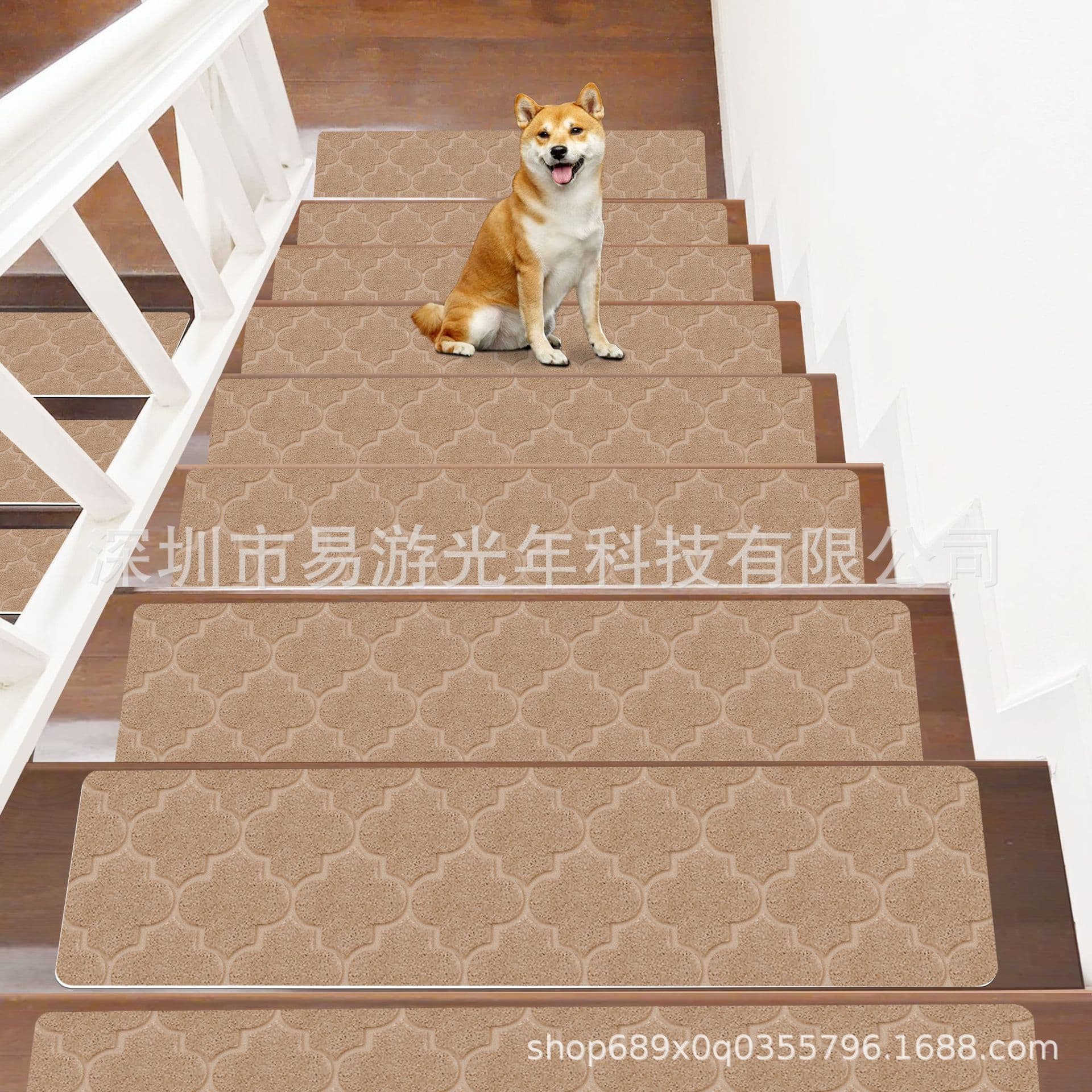 Stair Carpet Adhesive Step Tread Pad, Duplex Stair Foot Mat, TPR Glue-Free Non-Slip Mat, Embossed, for Home Use