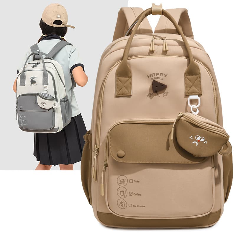 College style cute backpack for girls ins large capacity junior high school and high school students contrasting color campus schoolbags for elementary school students