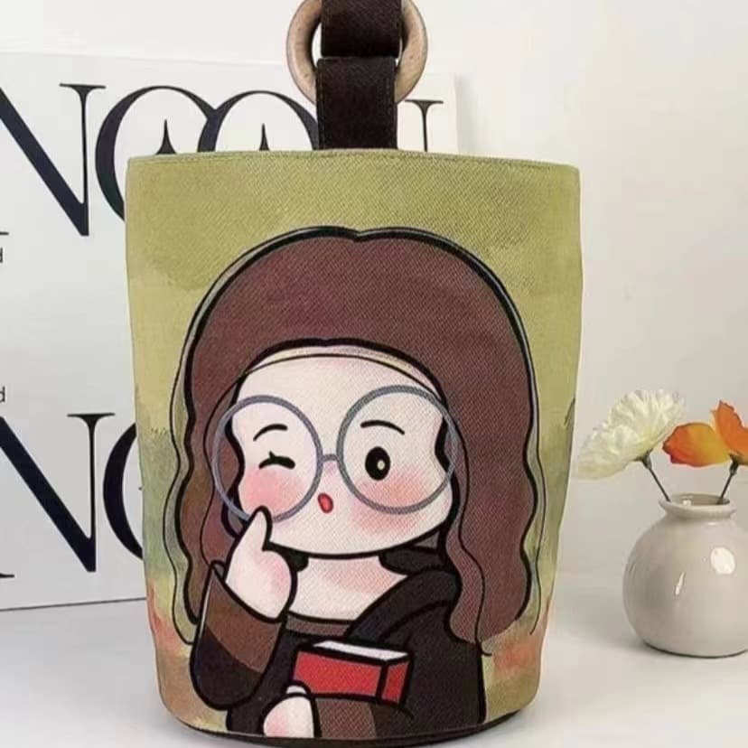 New Small Tote Bag Cute Versatile Large Capacity Bucket Bag, Portable Handheld Lunch Bag Canvas Bag