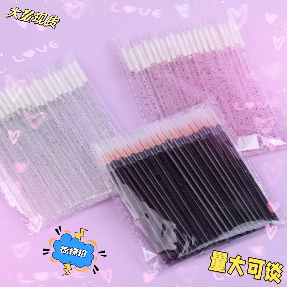 50pcs/bag Disposable Fiber Cosmetic Eyeliner Brush Solid Rod Smudge-proof Lip Liner Pen Source