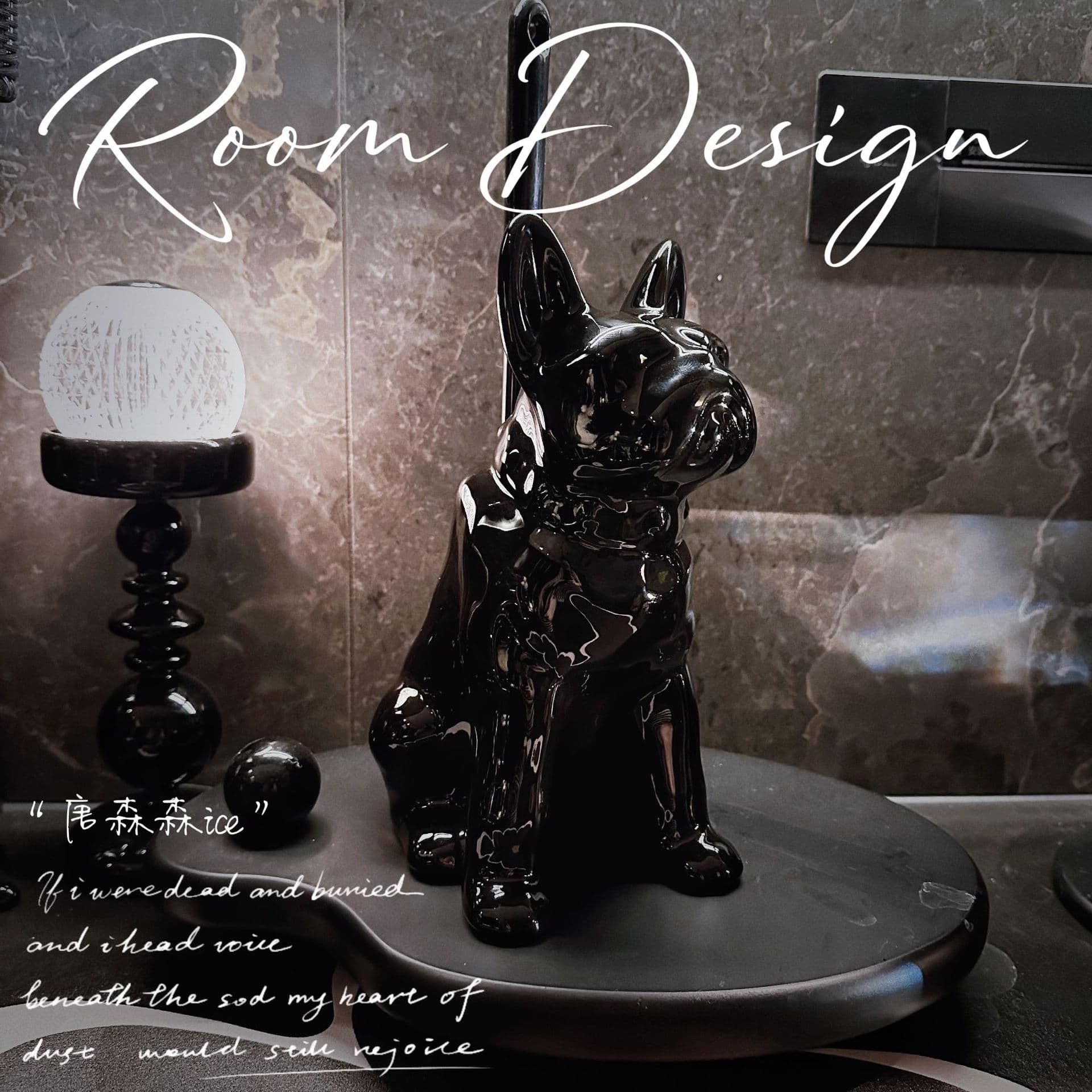 Creative Ceramic Minimalist Bathroom Storage Shar Pei Dog Toilet Brush Set Bathroom Accessories Decorative Base Storage Rack