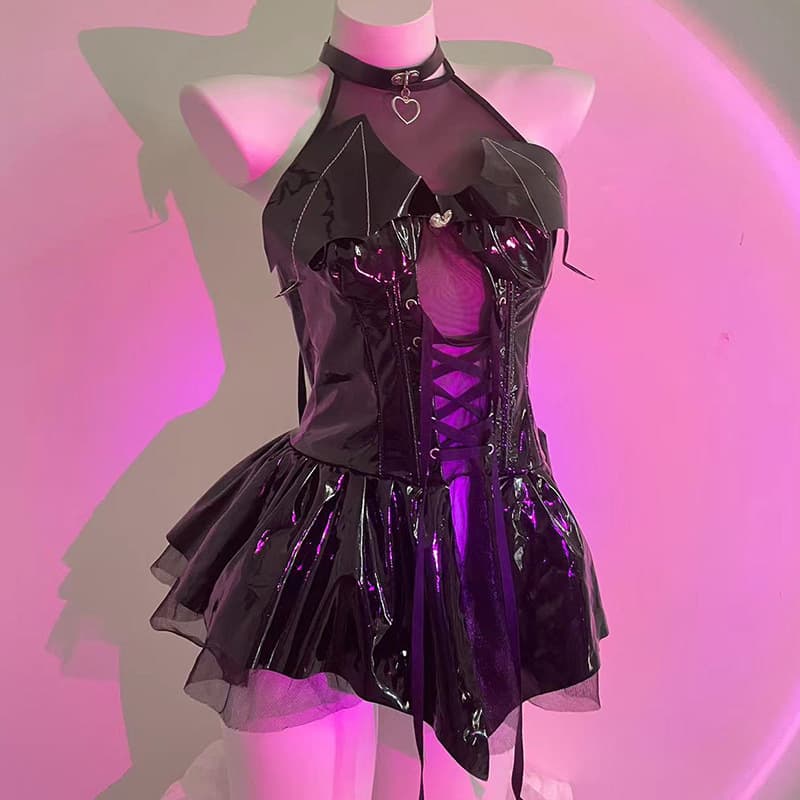 Sexy Lingerie Little Devil Open Crotch Tie Dress Pure Desire Couple Products Succubus Patent Leather