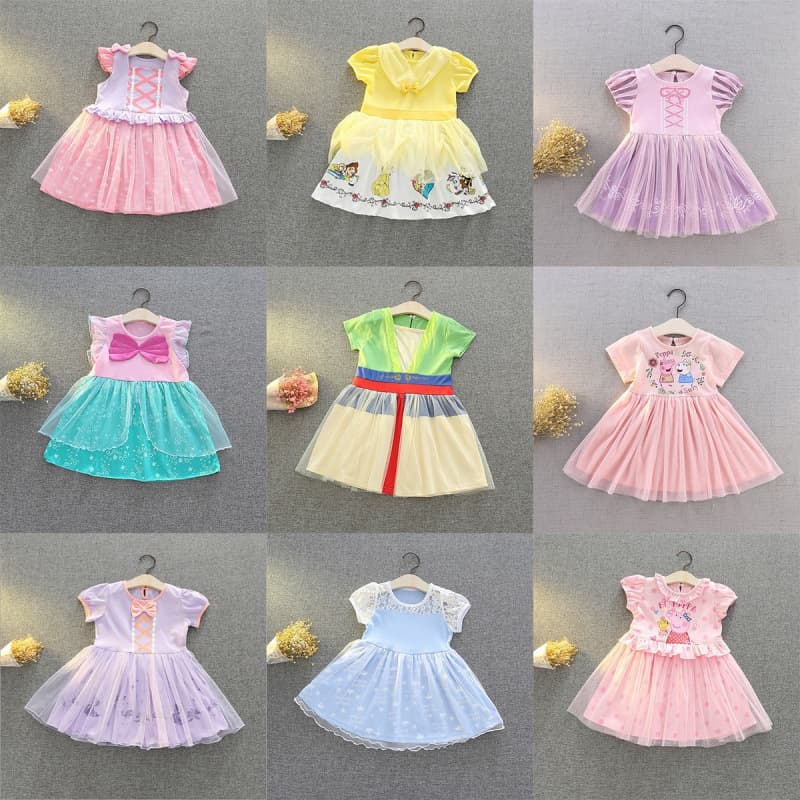 Summer new style girls fashionable and cute short-sleeved dress little girl children's clothing children's skirt small and medium-sized children's skirt cotton sweet