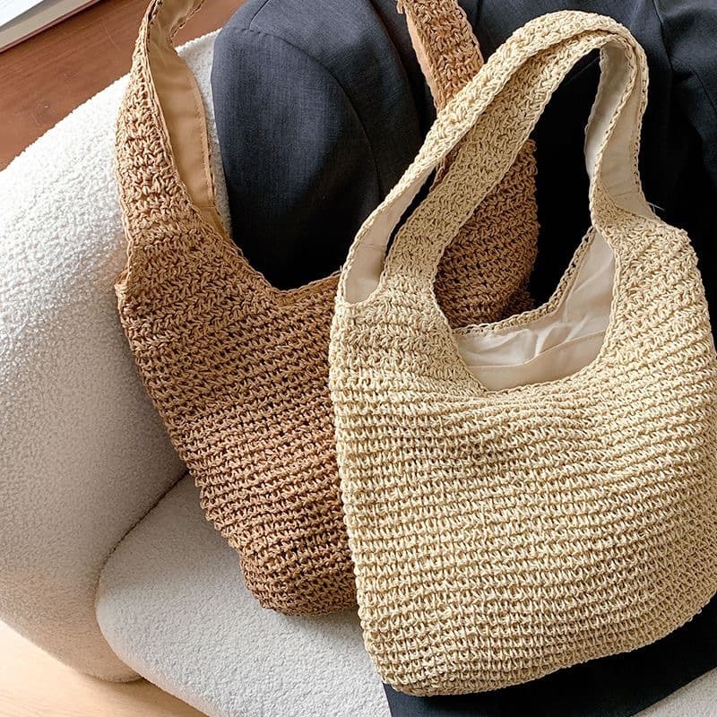 Greenday original holiday style straw bag shoulder bag new straw tote bag large capacity portable woven bag