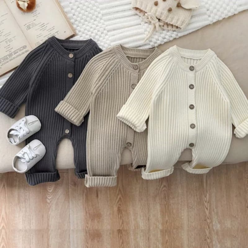 Baby Romper Newborn Knit Sweater Spring Autumn Fashionable Hasp Solid Color Bodysuit Ins
