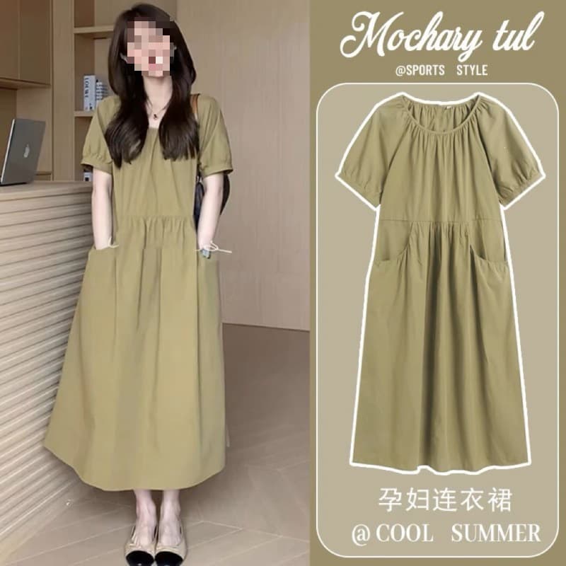 Maternity Dress Summer 2026 New Plus Size Long Dress for Petite Pregnant Women Fashion Summer Dress