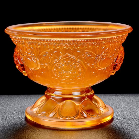 Eight Offerings Buddha Water Offering Cup Holy Water Bowl Offering Bowl Buddha Bowl Glazed Seven-Colored Butter Lamp Candle Holder