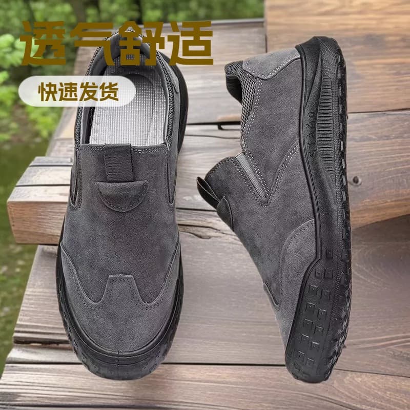 Men's Work Shoes Spring Autumn Casual Slip-on Dad Driving Shoes Outdoor Work Boots Breathable Comfortable