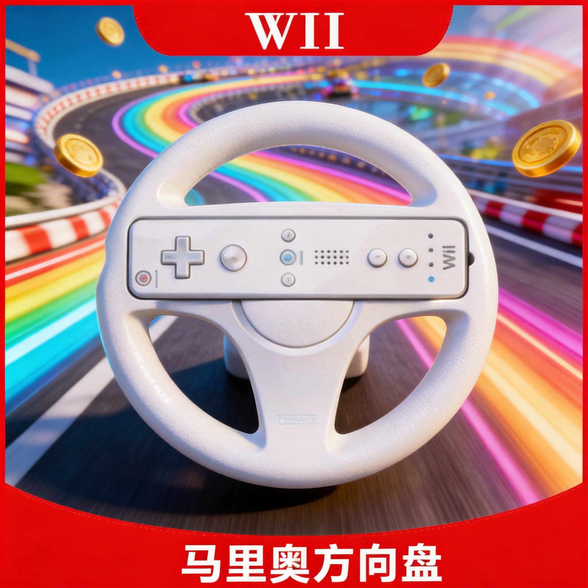 WII Mario Steering Wheel Racing Game, Smooth Feel, Great Assistant for Racing Games, Handheld Game Console