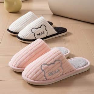Cartoon Cotton Slippers for Women Autumn Winter Indoor Home Fluffy Slippers Thick Sole Warm Non-Slip House Shoes Men Wholesale Winter