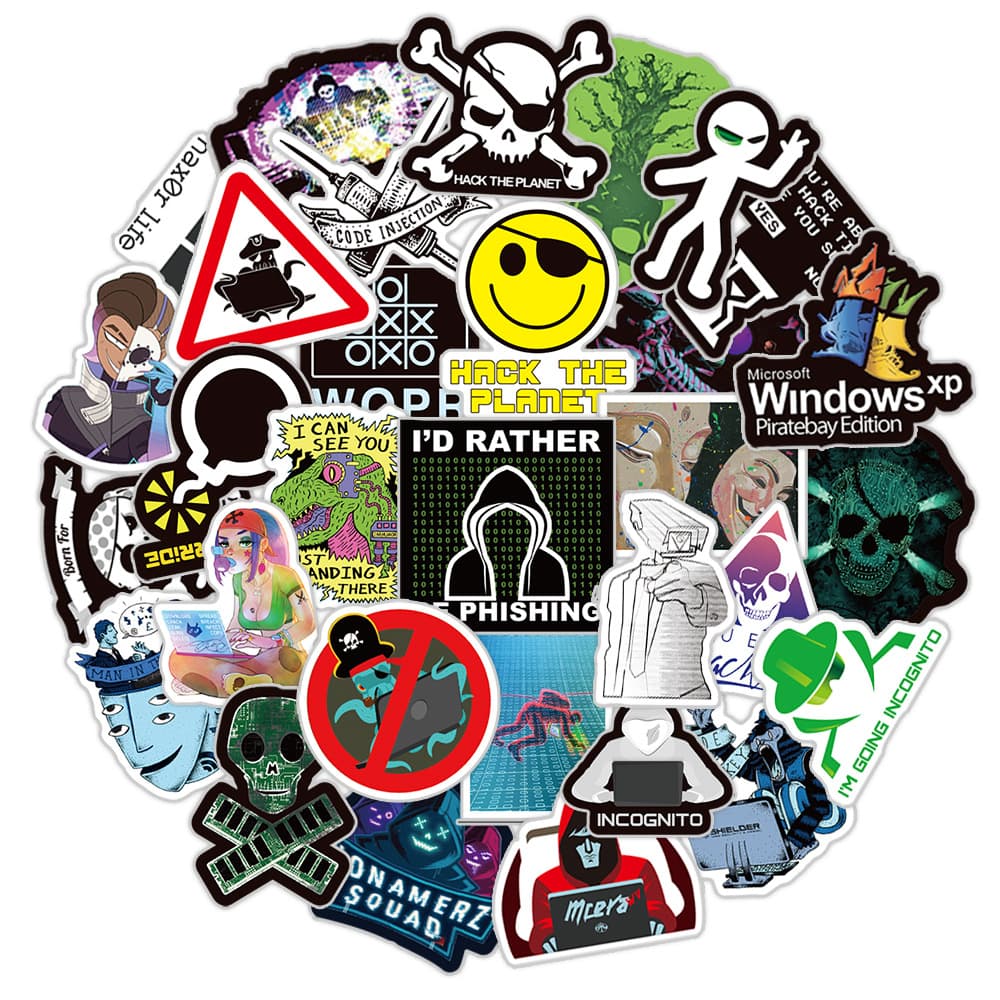 50 New Hacker Graffiti Stickers, Waterproof for Suitcases, Laptops, Scooters, Water Bottles, Stickers Wholesale