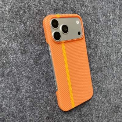 Cross-border Kevlar pattern suitable for Apple 17pm mobile phone case vertical strip carbon fiber 16pm large hole half pack 15pm retro