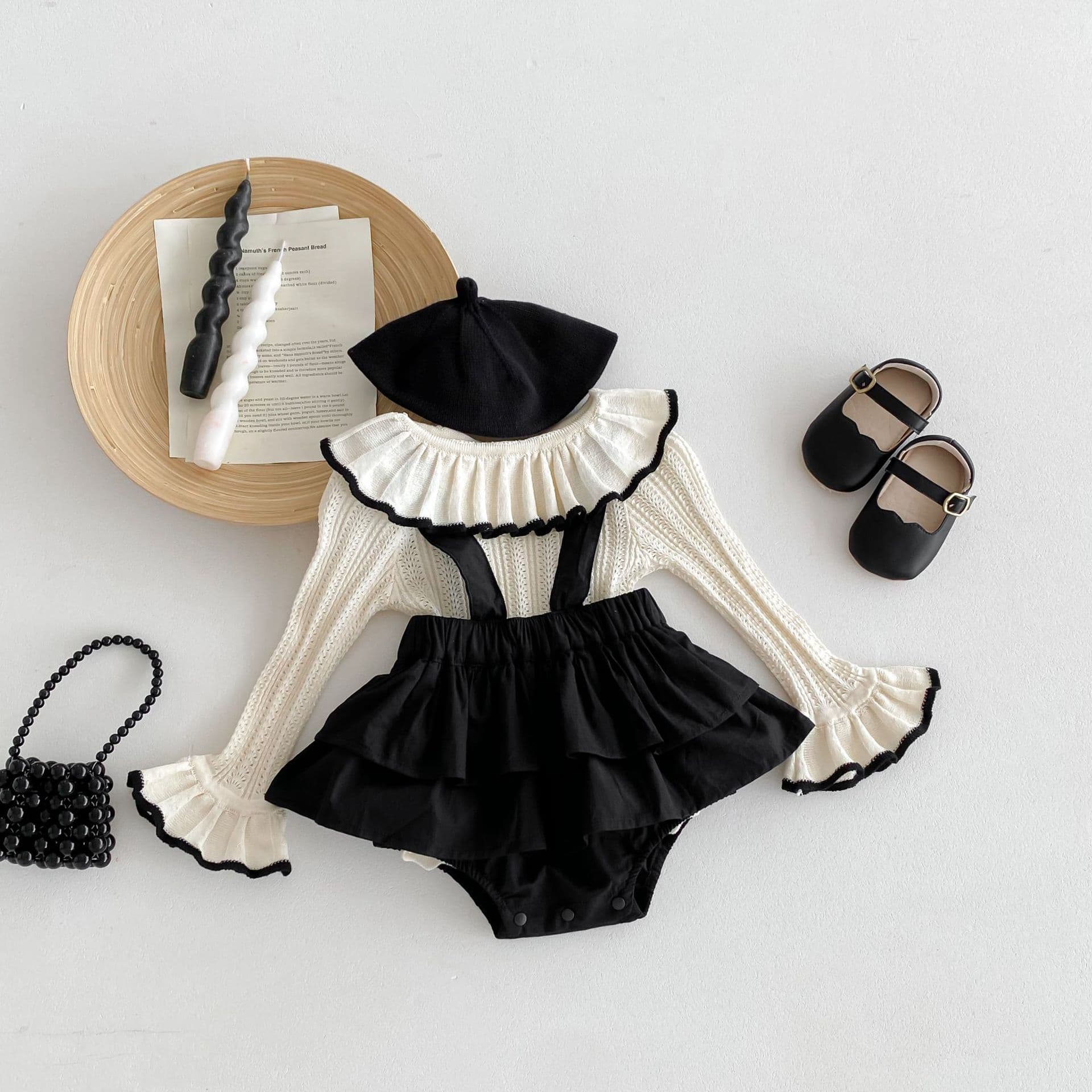 2024 New Women's Autumn Knit Doll Top Baby Backpack Haori Clothing Cotton Material Baby Clothes Suit For Toddlers Infants