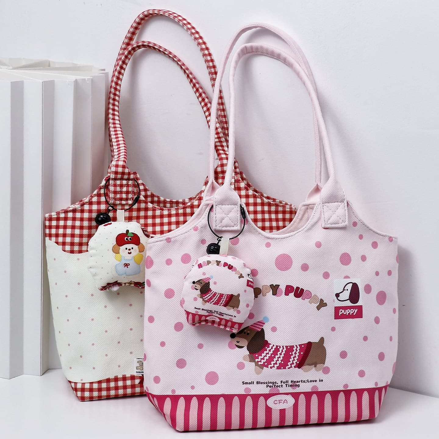 Cute Cartoon Canvas Handbag, Shoulder Bag, Student Bag, Mommy Bag, Tote Bag, Document Bag