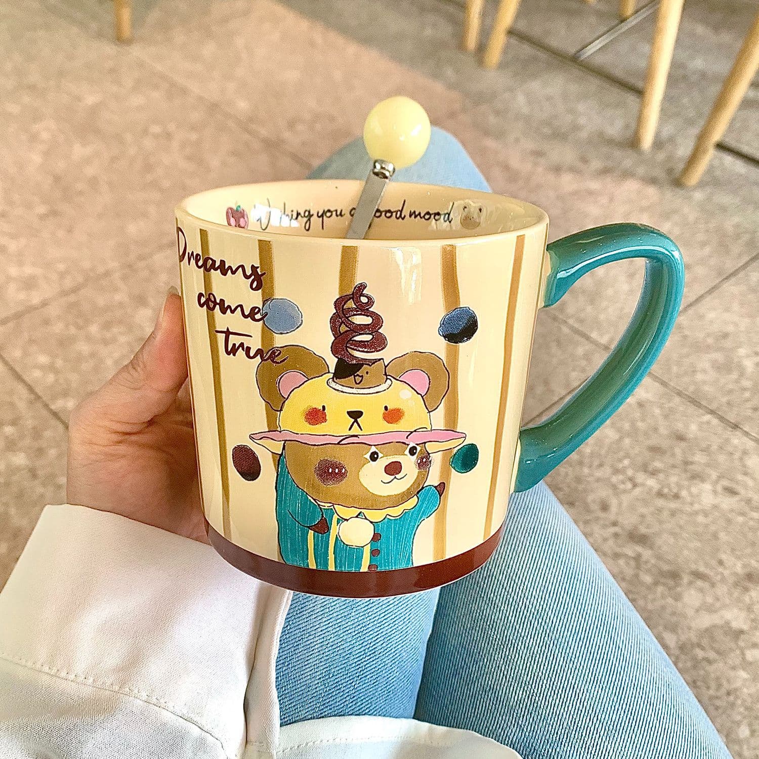 High-Appearance Ins-Style Mug for Women, Cute Retro Ceramic Cup, Large-Capacity Water Cup, Home Use, Kids' Breakfast Cup
