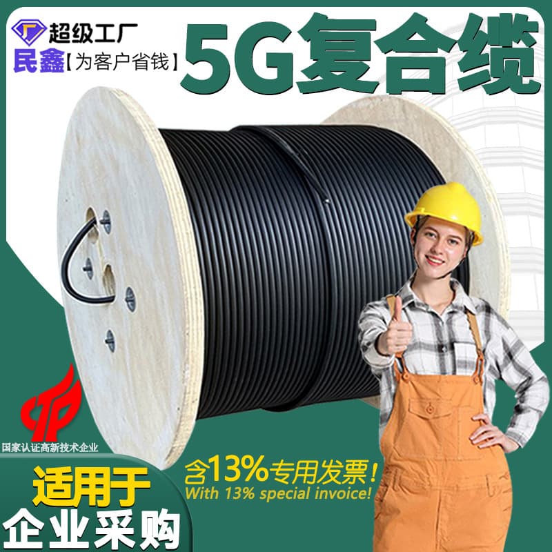 Minxin Telecom-Grade Outdoor Optical Fiber Composite Cable 5G National Standard Communication Cable 2-Core 4-Core Finished Outdoor Fiber Optic Cable