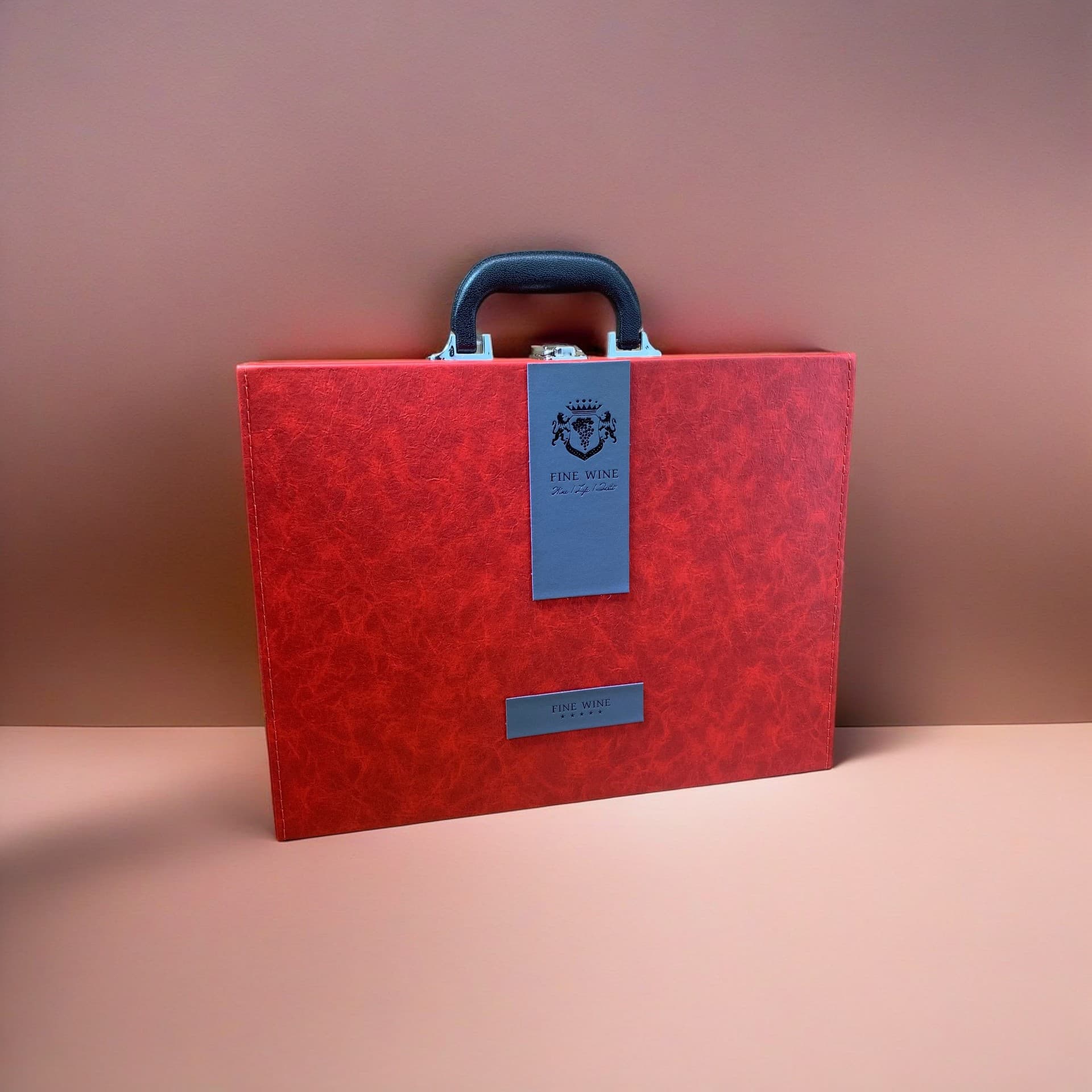 In Stock High-End Red Wine Gift Box 2025 New Model Two-Bottle Capacity PU Leather Wine Gift Box with Optional Logo Printing