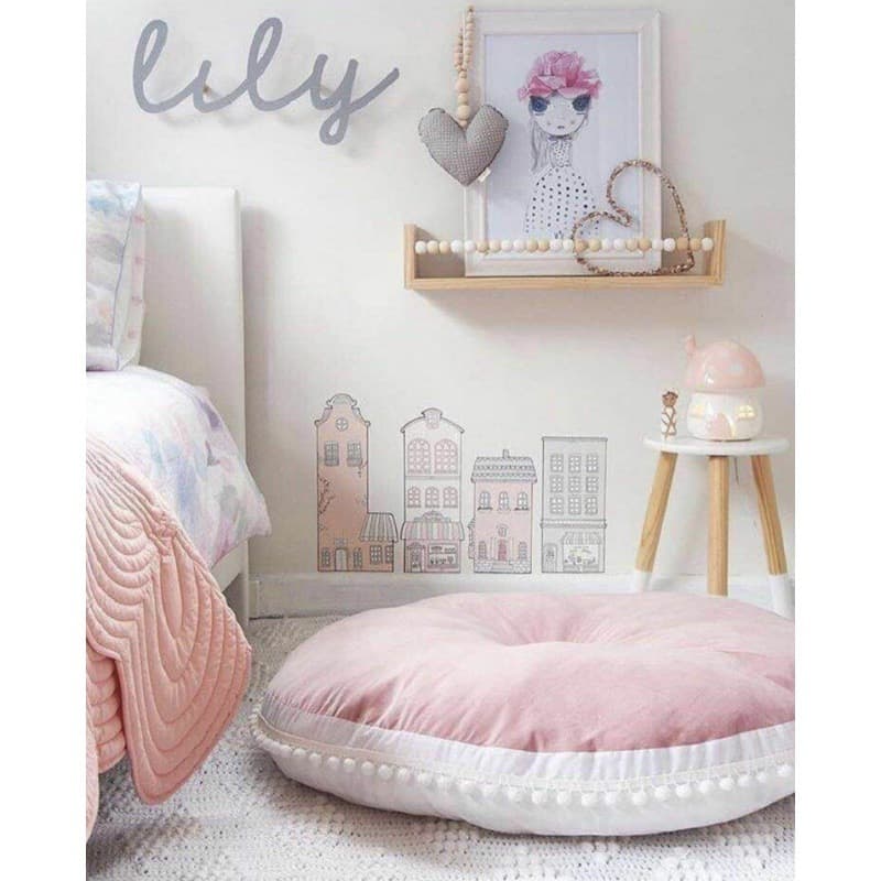ins Nordic cotton wool ball fabric thickened children's carpet round baby crawling mat children's room decoration ready in stock