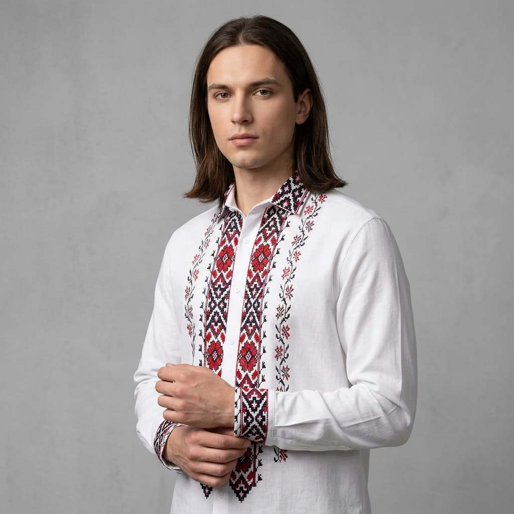 European and American new men's long-sleeved shirts cross-border popular printed men's shirts ethnic style lapel buttons casual