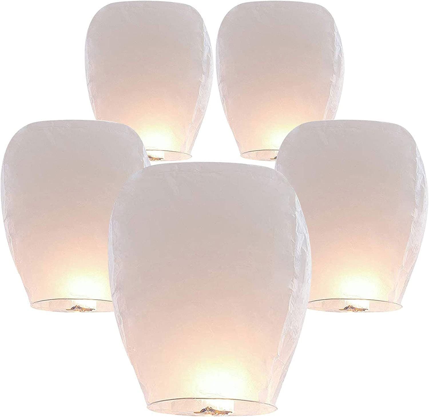 Chinese Paper Lanterns (Kongming Lanterns, Wishing Lanterns, White Oval Flame-Retardant Paper)