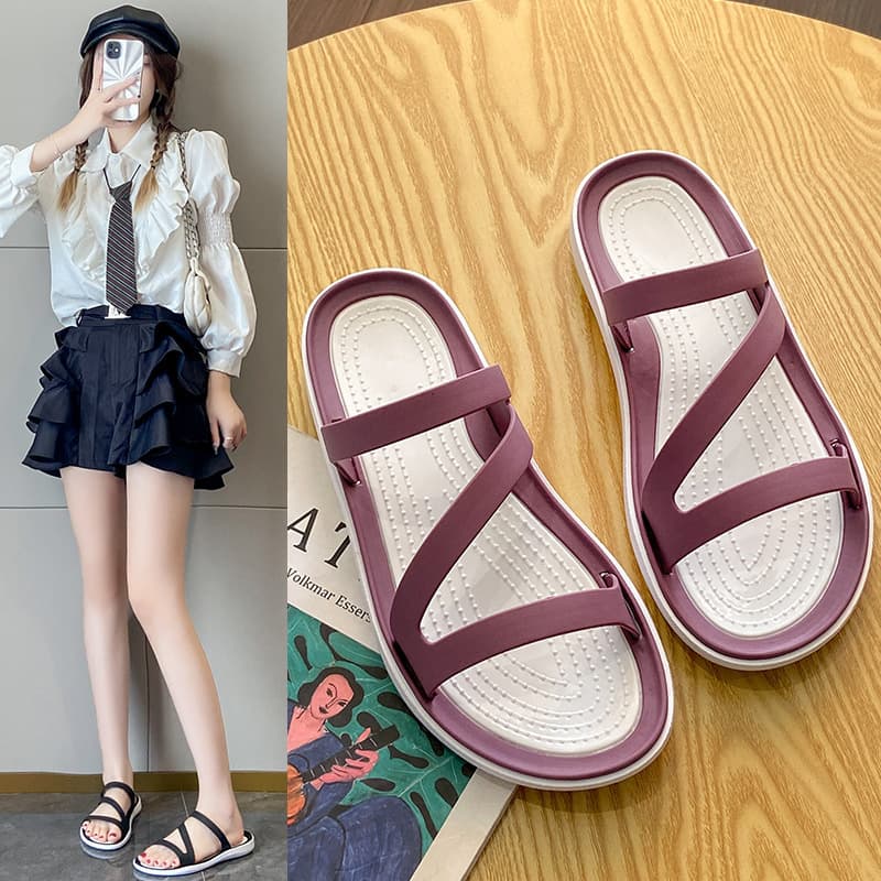 Z-shaped Slippers for Women, Non-Slip, Outdoor and Indoor Summer Style, Soft Sole, Beach Shoes, Waterproof Sandals