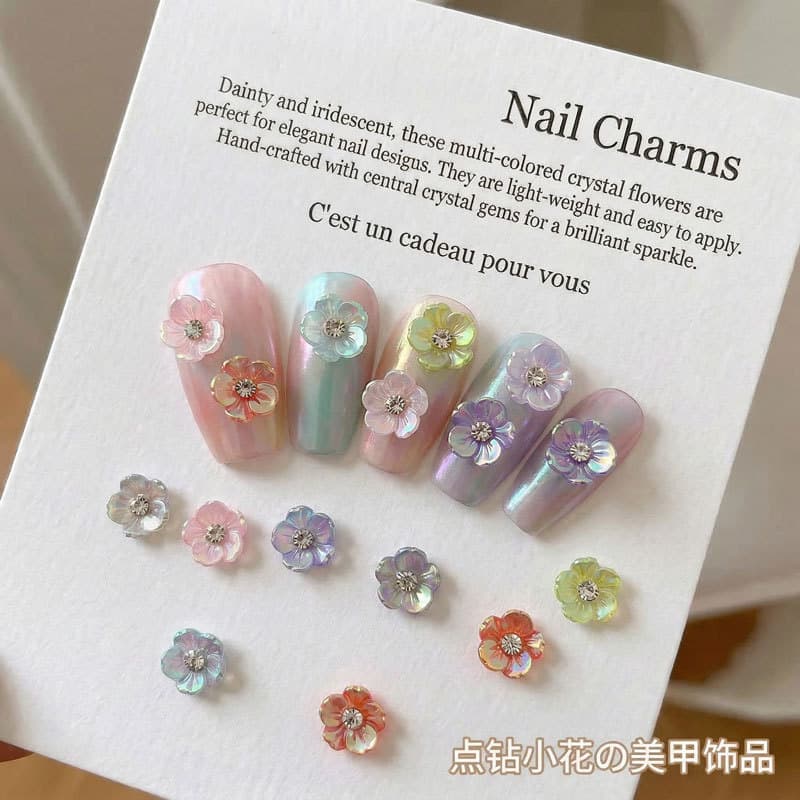 Aurora Nail Art Rhinestone Five-Petal Nail Decor, Wearable Nail French Style Edgy Nail Rhinestone Decoration