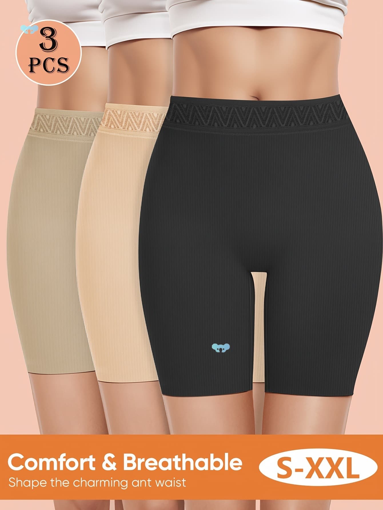 [Breathable Shorts] 3pcs High-Waist Shaping Shorts