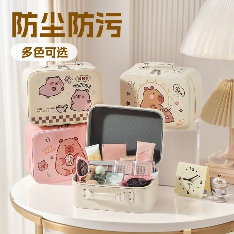 Internet celebrity cartoon Capibala cosmetic case large capacity portable cosmetic bag cute mirrorless souvenir storage box