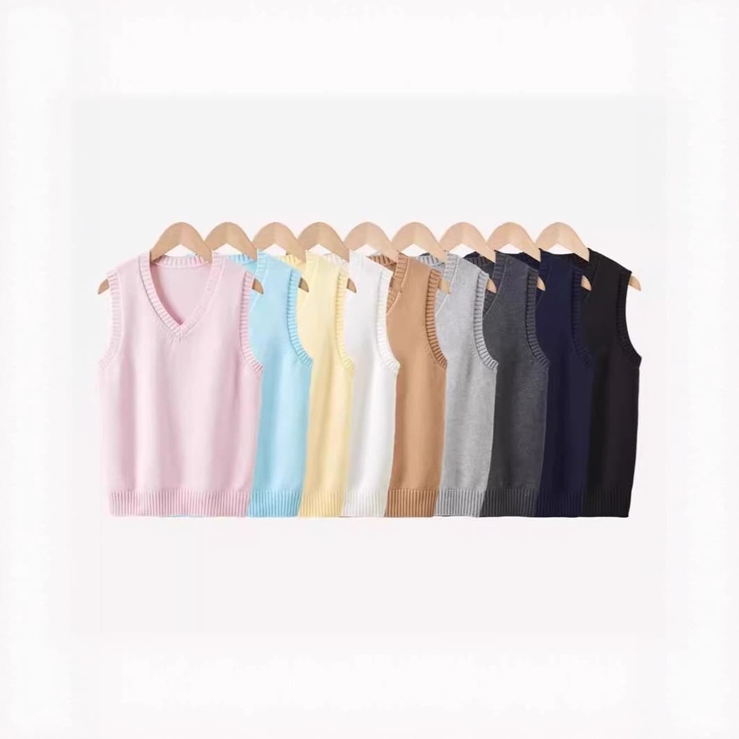 JK Vest Sweater Women Solid Color Vest Basic JK Uniform Sleeveless Knitwear Japanese-style Class Layering Top Versatile