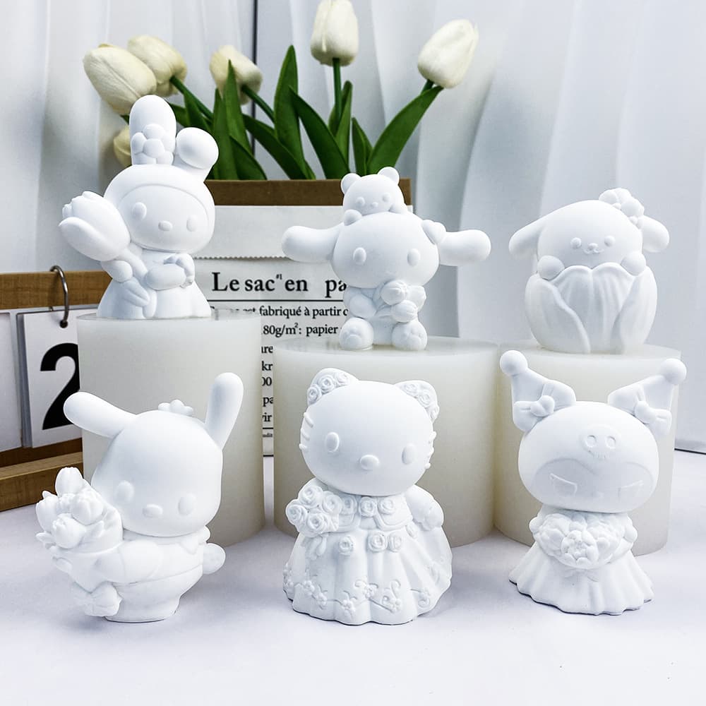 Children's plaster doll mold hand-painted Stitch Kuromi Melody white embryo Luby silicone mold