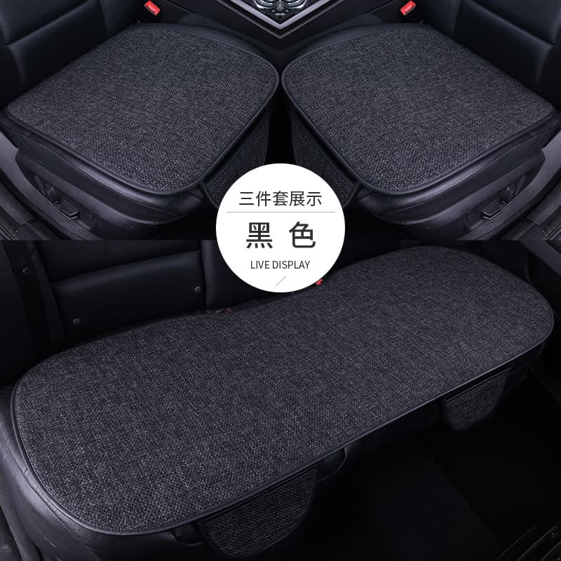 Luxurious Ice Silk Linen Car Seat Cushion Full Vehicle Set Four Seasons Universal Anti-Slip Breathable Comfortable Car Seat Pad