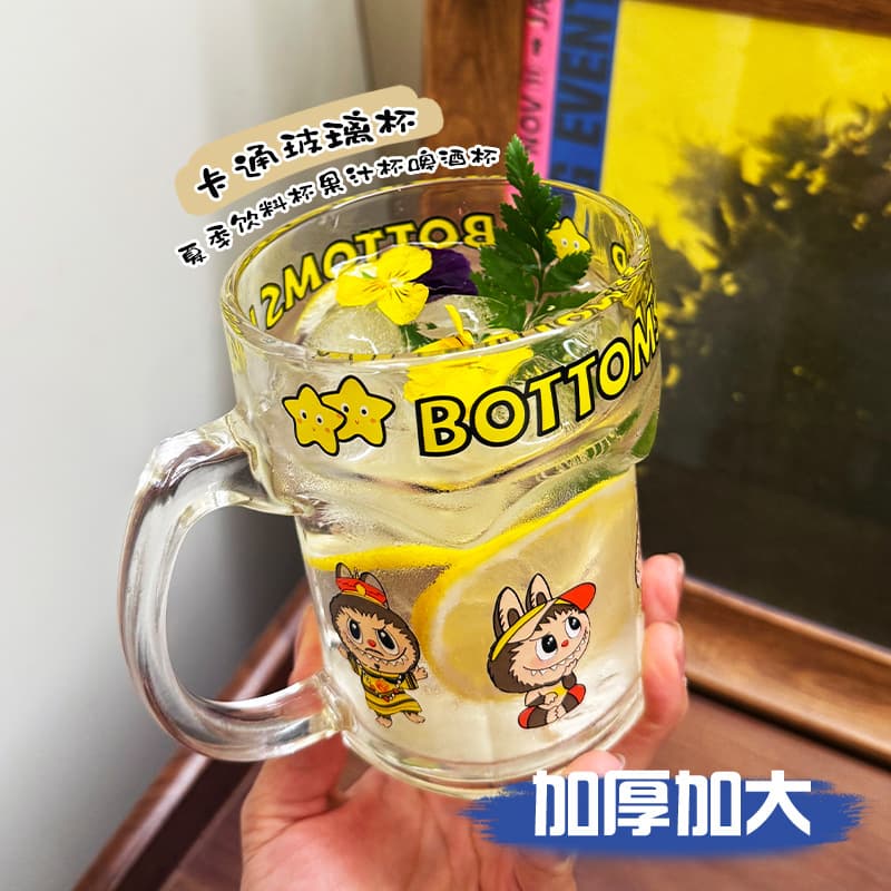 Labubo Labubu Mug Ins Couple Cup Birthday Gift Thickened Glass Water Cup Women's Souvenir