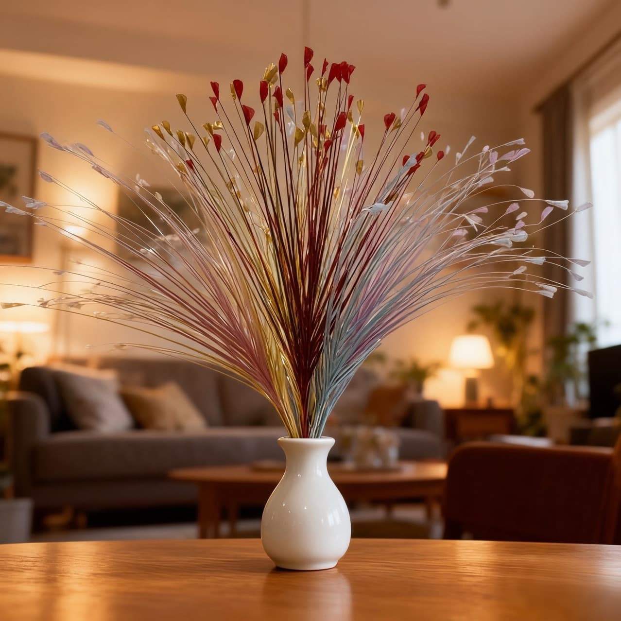 40 simulated flower peacock grass wedding decoration props colorful gradient phoenix tail reed grass simulated dopamine fireworks