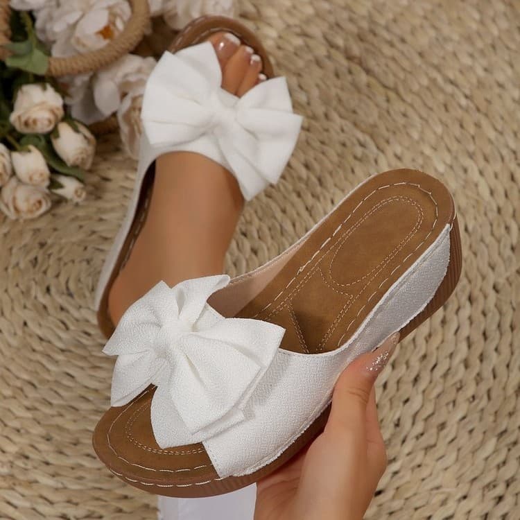 2025 Summer Women's Platform Wedge Sandals Cross-Border Plus Size Wide Strap Open-Toe Sandals with Floral Decoration