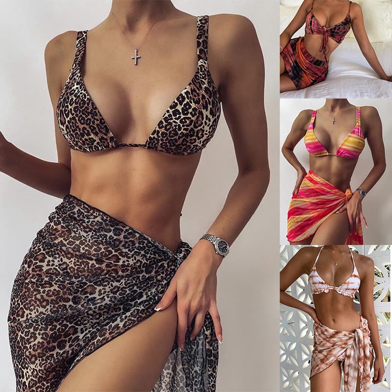 Sexy Piece Swimsuit Women Tie Dye Push Up Padded Bikini.