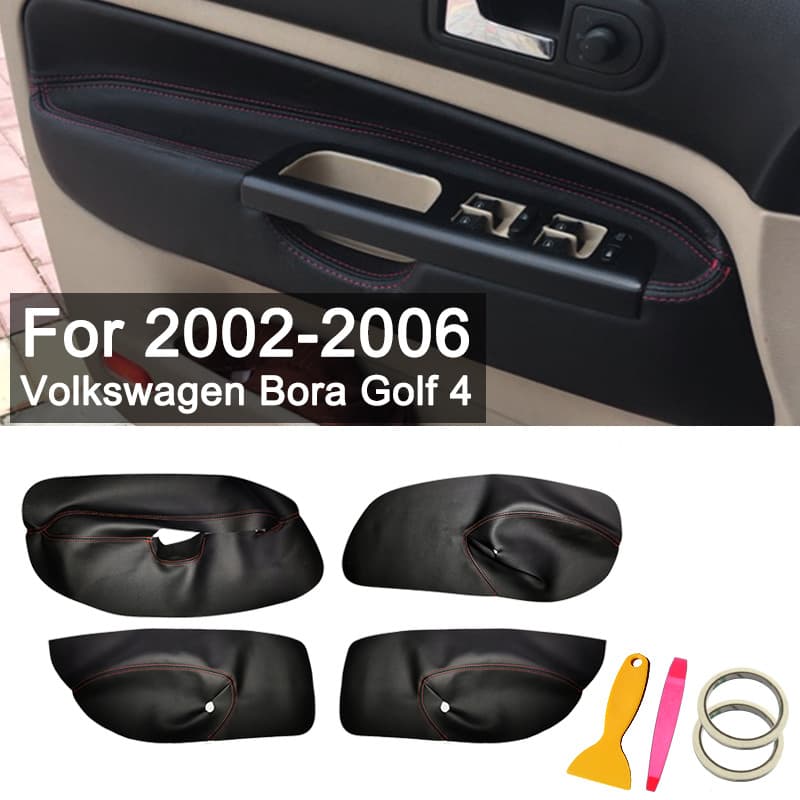 Door Panel Leather Set for 02-06 Volkswagen Bora Golf 4, 4 Pieces, Cross-border