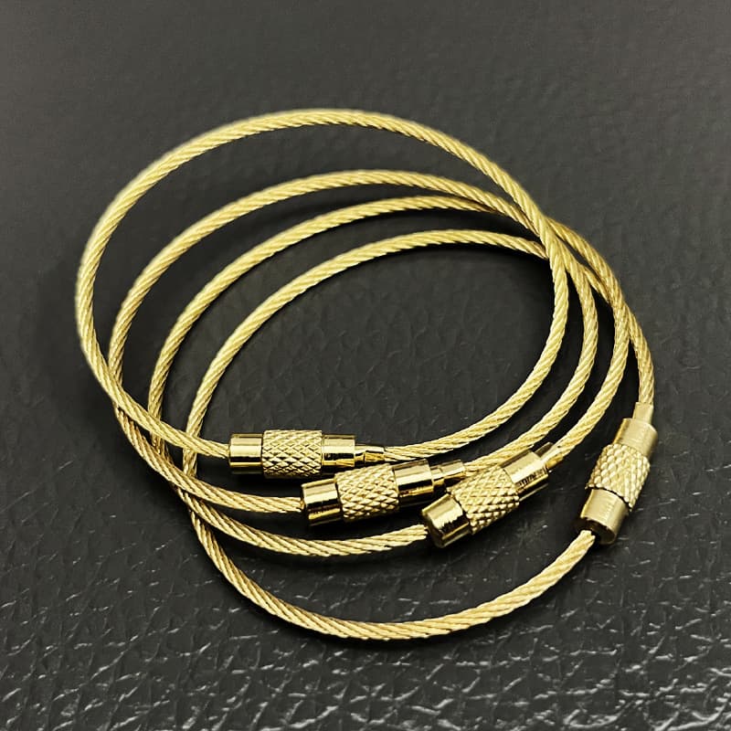 Golden Key Ring Electroplated Golden Wire Rope Pendant Ornament Ring Handmade DIY Accessories Creative Storage Ring Ring