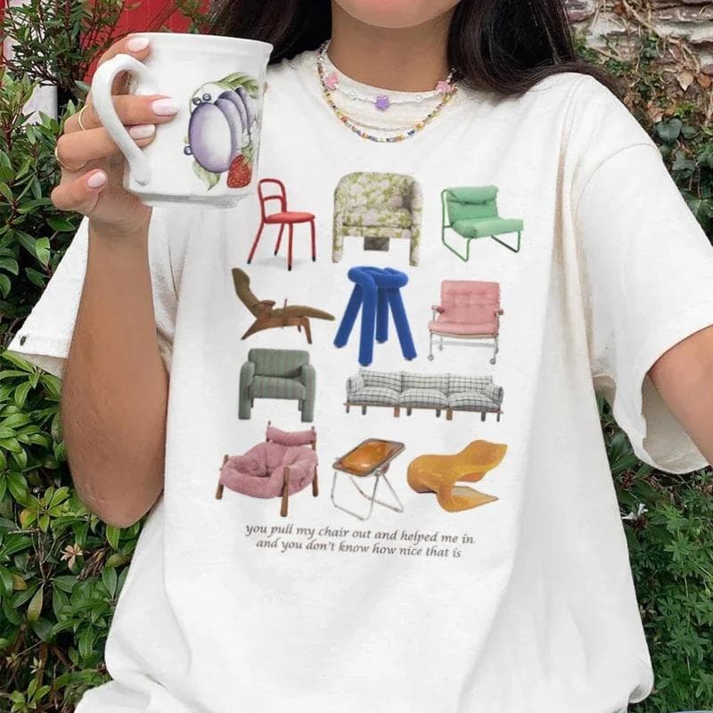 200g Fabric European Size Cotton T-Shirts Graphic Tops Women Vintage T-Shirt Egi