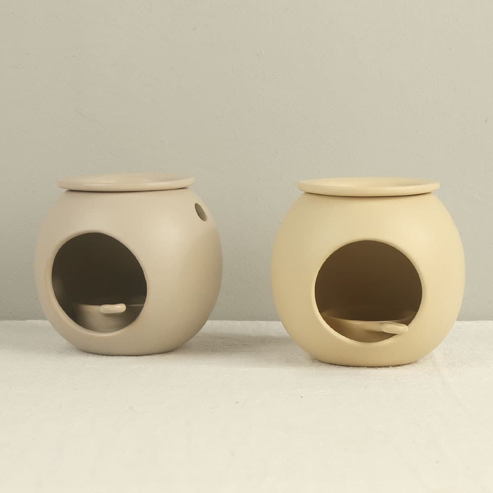Nordic Ins Style Matte Ceramic Essential Oil Wax Melt Warmer, Round Ceramic Aromatherapy Decor for Home and Hotel