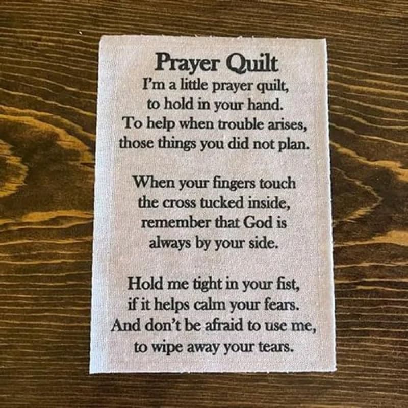 Creative New Prayer Quilt Text Panel Small Cloth Bag with Cross and Blessing Message Gift