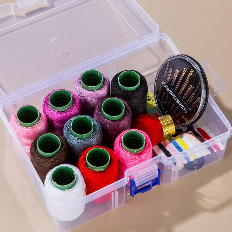Portable Transparent Needlework Kit Convenient Tailoring Needle Thread Set Home Dormitory Handicrafts Easy Access Needlebox