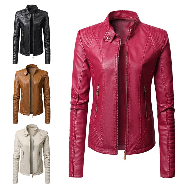 2023 New Amazon Europe and America Women's Fashion Bestseller PU Leather Jacket Coat Women's Leather Jacket Women's Clothing In Stock