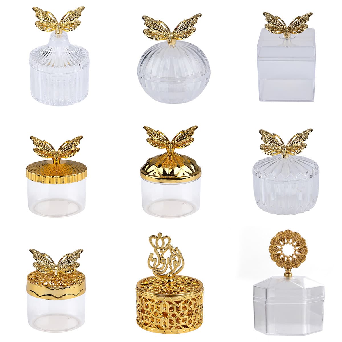 European and American Wedding Favor Candy Box Transparent Box Gold Butterfly Decoration Candy Box for Middle Eastern Party Banquet