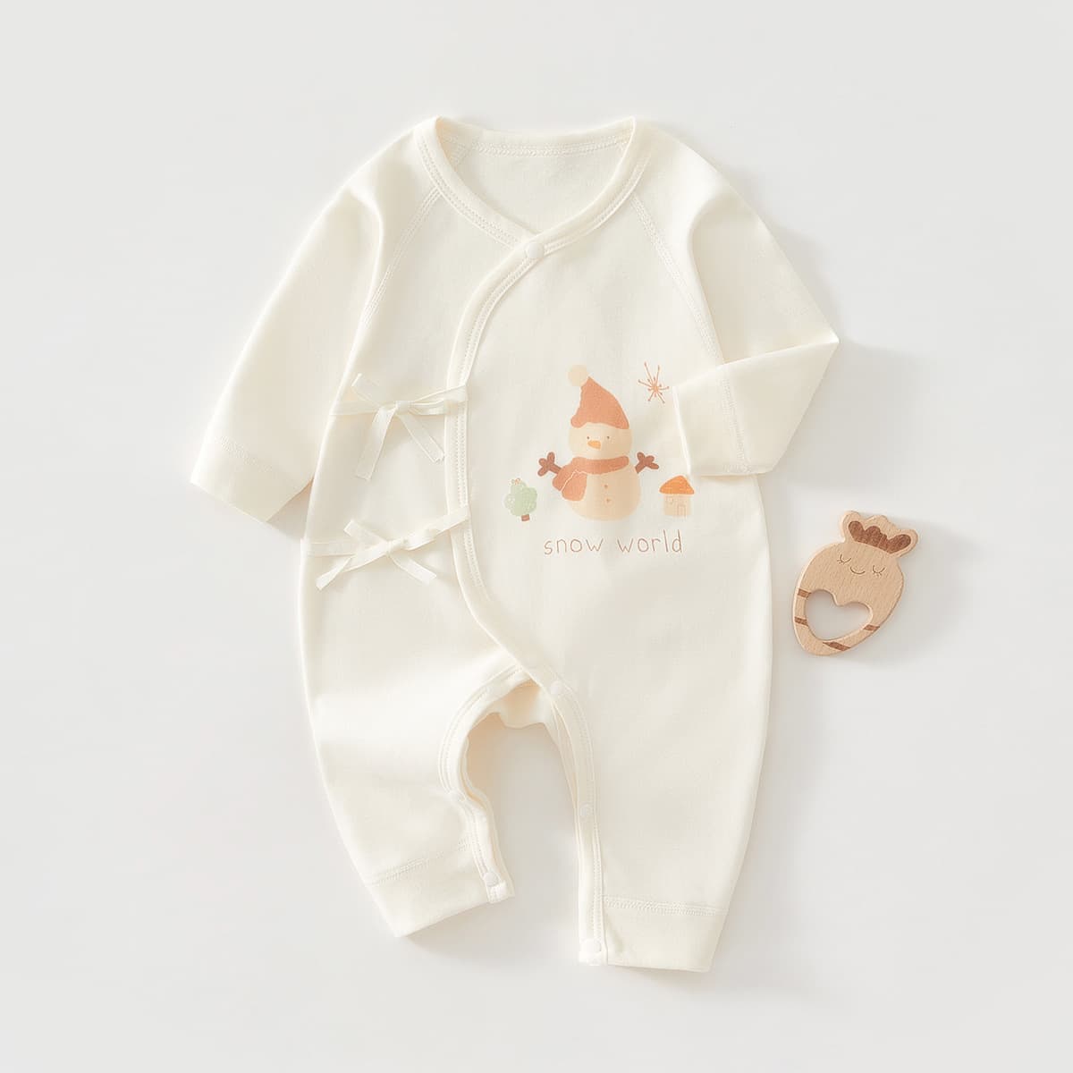 Baby Cotton Bodysuit for Spring/Autumn, Newborn Monk Style, 0-3 Months, 6-Piece, Winter Base Layer, Spring Outfit