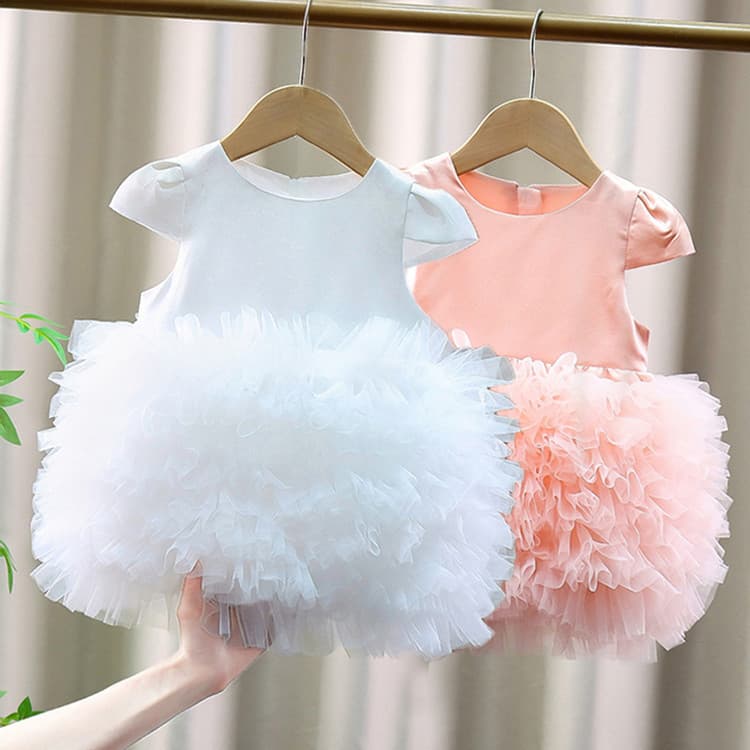 Girls Princess Dress Set Birthday Dress Tulle Cake Skirt Puffy Tutu Dress Summer New