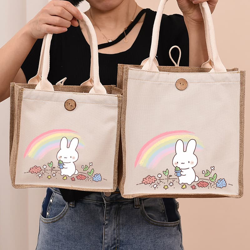 Factory Direct Women's Canvas Lunch Bag Bento Bag Large Capacity Stylish Linen Handbag Cotton Linen