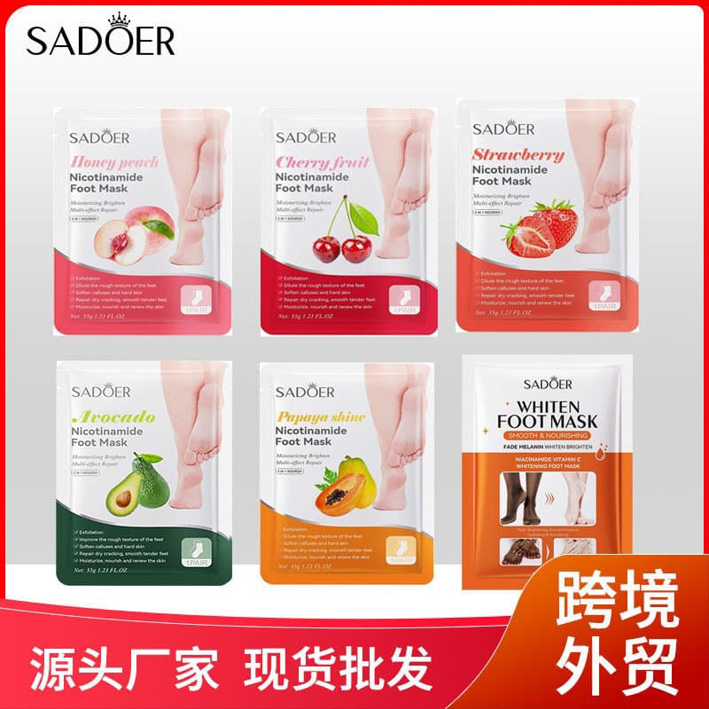 All-English SADOER Peach Nicotinamide Foot Mask for Skin Revitalization with Floral/Fruit Essence FootFilm Cross-border Wholesale